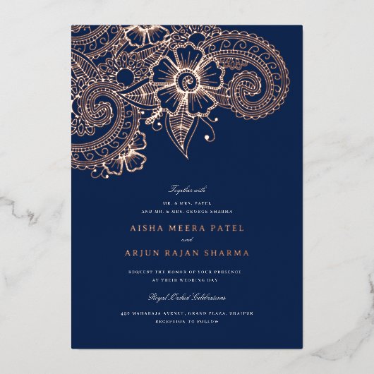 En Aluminium Invitation de mariage Mod Mehandi (Recto)