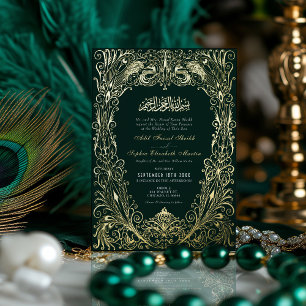 En Aluminium Invitation de mariage ottomane turque émeraude isl