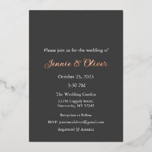 En Aluminium Invitation de mariage, Papeterie de mariage, Feuil