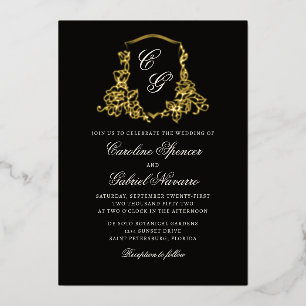 En Aluminium Invitation de mariage romantique à motif de monogr