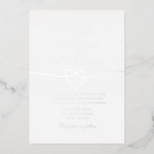 En Aluminium Invitation de mariage simple calligraphie argentée (Recto)