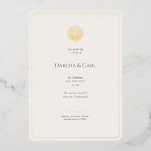 En Aluminium Invitation de mariage tout-en-un Budget Gold Seash