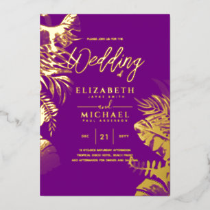 En Aluminium Invitation de mariage Tropical Disco Or Magenta Fo