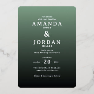 En Aluminium Invitation de mariage typographique verte élégante