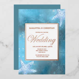 En Aluminium Invitation de mariage véritable feuille de mer ble