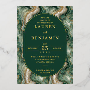 En Aluminium Invitation de mariage verte marbrée sophistiquée