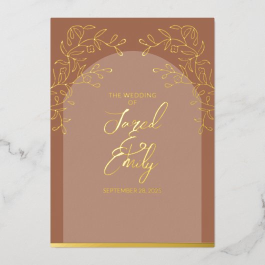 En Aluminium Invitation de Mocha Mariage Foil (Recto)