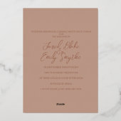 En Aluminium Invitation de Mocha Mariage Foil (Verso)