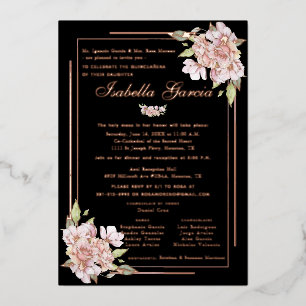 En Aluminium Invitation de naissance Rose Gold Floral Quinceañe