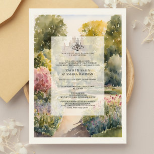 En Aluminium Invitation de Nikkah personnalisée à l'aquarelle d