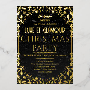En Aluminium Invitation de Noël Luxe et Glamour Noir et Or