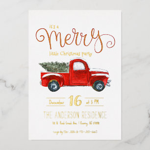 En Aluminium Invitation de Noël vintage Camion Rouge