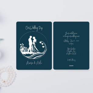 En Aluminium Invitation de notre mariage Couple Silver Foil