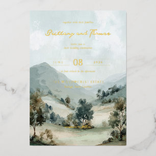 En Aluminium Invitation de paysage aquarelle sereine
