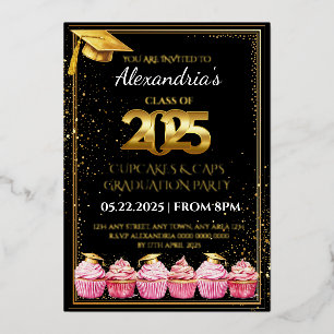 En Aluminium Invitation de remise des diplômes Cupcakes & Caps