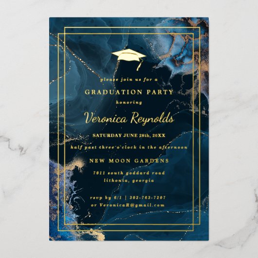 En Aluminium Invitation de remise des diplômes | Marbre Géode O (Recto)