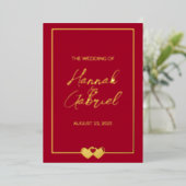 En Aluminium Invitation de Ruby Red Mariage Foil (Debout devant)