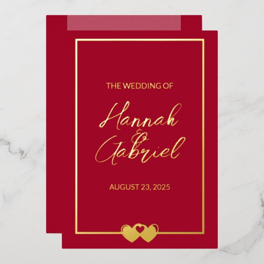 En Aluminium Invitation de Ruby Red Mariage Foil (Recto/Verso)