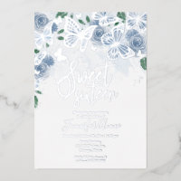 Invitation douce 16 ans papillon bleu poussiéreux