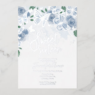 En Aluminium Invitation douce 16 ans papillon bleu poussiéreux 