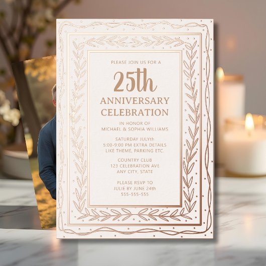 En Aluminium Invitation du 25e anniversaire du Mariage Blanc Él