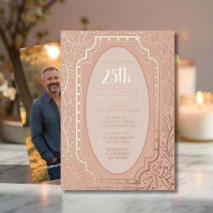 En Aluminium Invitation du 25e anniversaire du Mariage Floral E