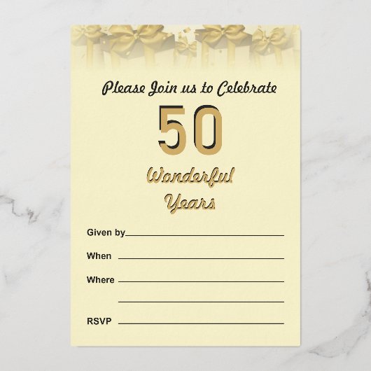 En Aluminium Invitation du 50e anniversaire du Mariage (Recto)