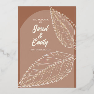 En Aluminium Invitation du Mariage Brown Mocha Foil