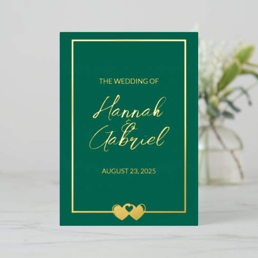 En Aluminium Invitation du Mariage Emerald Foil (Debout devant)