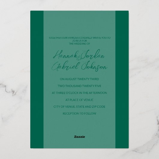 En Aluminium Invitation du Mariage Emerald Foil (Verso)