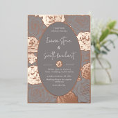 En Aluminium Invitation du Mariage Rose Gris Foil (Debout devant)