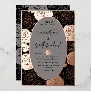 En Aluminium Invitation du Mariage Rose noir Foil
