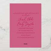 En Aluminium Invitation du Rose mariage Red Foil (Verso)