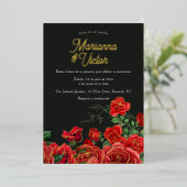 En Aluminium Invitation Elegante Boda de Rosas Foil (Debout devant)