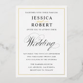 En Aluminium Invitation élégante de Mariage noir et or (Recto)