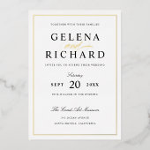 En Aluminium Invitation élégante de Mariage noir et or (Recto)