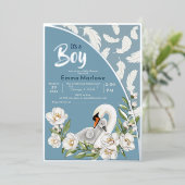 En Aluminium Invitation Feuille de Bébé Cygne Bleu (Debout devant)