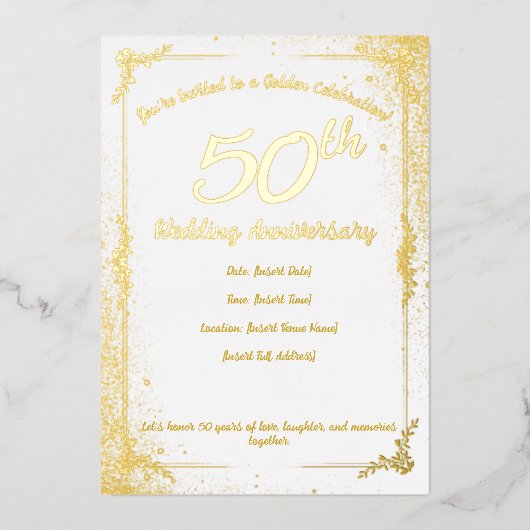 En Aluminium Invitation feuille d'or 50e anniversaire (Recto)