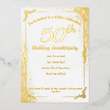 Invitation feuille d'or 50e anniversaire de mariag