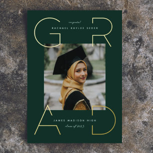 En Aluminium Invitation feuille d'or pour diplômé moderne