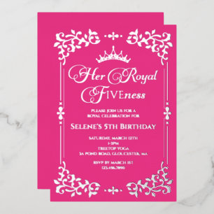 En Aluminium Invitation Feuille Royal Fiveness Princes 5ème Ann