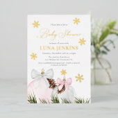 En Aluminium Invitation Fille Baby shower Foil (Debout devant)