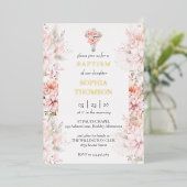 En Aluminium Invitation florale de baptême (Debout devant)
