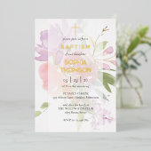 En Aluminium Invitation florale de baptême (Debout devant)