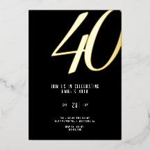 Invitation Foil 40e anniversaire personnalisable