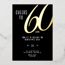 Invitation Foil 60e anniversaire sur Black