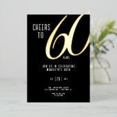 En Aluminium Invitation Foil 60e anniversaire sur Black (Debout devant)