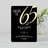 En Aluminium Invitation Foil 65e anniversaire sur Black (Debout devant)