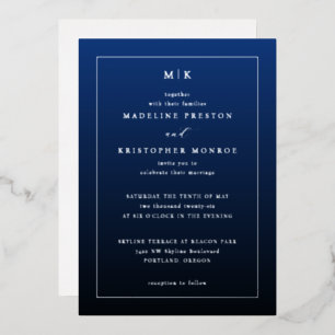 En Aluminium Invitation formelle élégante bleu marine