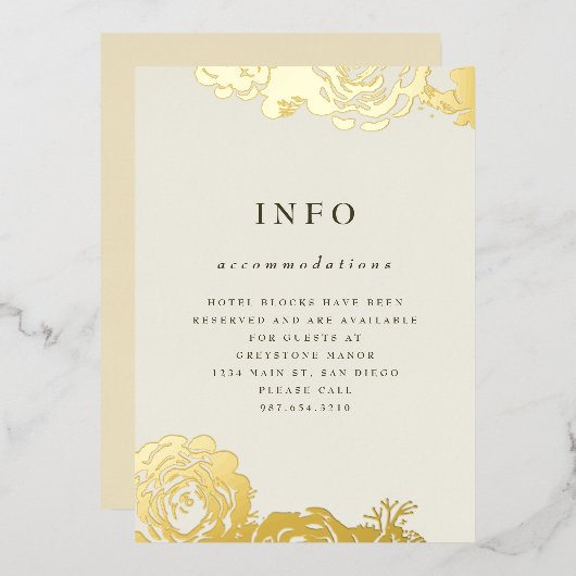 En Aluminium Invitation Gold Blooms (Recto/Verso)